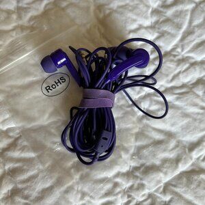 2 Pack RoHS Earbuds Earphones Earpods Ear Buds Headphones Wired Purple Silicone